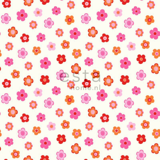 Tapetti Vintage Flowers 138725 0,53x10,05 m pinkki, punainen