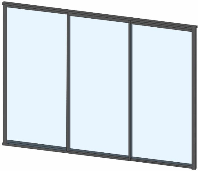 Terassin lasiliukuovi Keraplast, 3-os, harmaa, kirkas lasi, mittatilaus