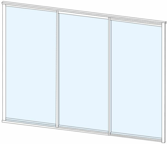Terassin lasiliukuovi Keraplast, 3-os, valkoinen, kirkas lasi, mittatilaus