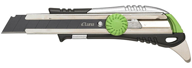Katkoteräveitsi Luna Tools L18mm, Screw Lock, ABS-/sinkkirunko, mattokoukulla