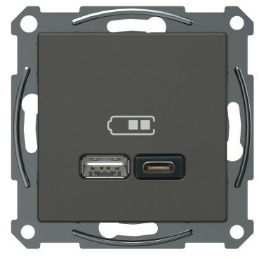 USB-latauspistorasia Schneider Electric A + C 2,4 A antrasiitti Exxact