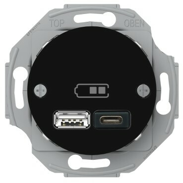 USB-latauspistorasia Schneider Electric A + C 2,4 A musta Renova