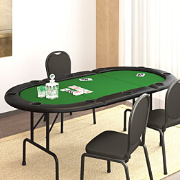 10 pelaajan kokoontaittuva pokeripöytätaso 206x106x75 cm vihreä
