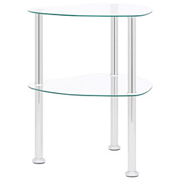 2-tasoinen sivupöytä läpinäkyvä 38x38x50 cm karkaistu lasi