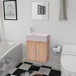 3-osainen kylpyhuoneen kaluste- ja pesuallassarja beige_1
