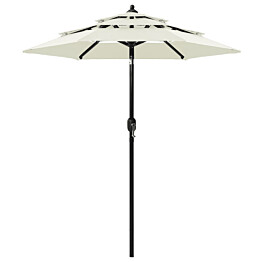 3-tasoinen aurinkovarjo alumiinitanko 2 m hiekka