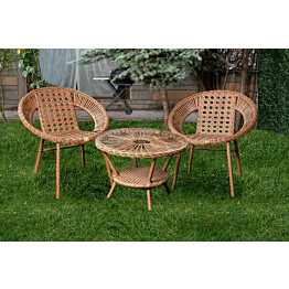 Parvekesetti Linento Garden Bella, pöytä + 2 tuolia, ruskea