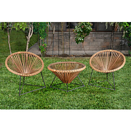 Parvekesetti Linento Garden Vera, pöytä + 2 tuolia, ruskea