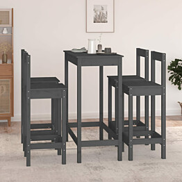 5-osainen baarisarja pöytä+tuolit mänty harmaa