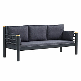Sohva Linento Garden Kappis, 3-istuttava, musta/antrasiitti