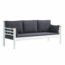 Sohva Linento Garden Kappis, 3-istuttava, valkoinen/antrasiitti