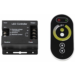 LED-ohjain/kaukosäädin Euroshrink, kylmä-lämminsäätö, 12/24V, max 288W