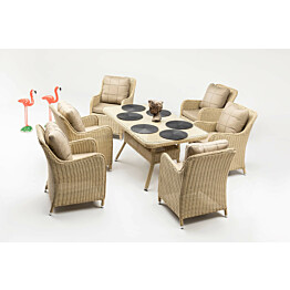 Ruokailuryhmä Linento Garden Cosmo, pöytä + 6 tuolia, beige