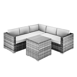 Oleskeluryhmä AB Polar, 5-istuttava kulmasohva + sohvapöytä, harmaa