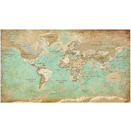 Kuvatapetti Artgeist Turquoise World Map II 500x280cm