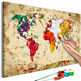 DIY-taulu Artgeist Colour Splashes: World Map 40x60cm