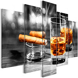 Taulu Artgeist Cigars and Whiskey, 5-osainen, leveä, 100x225cm
