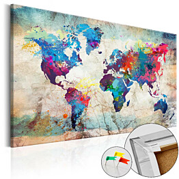 Korkkitaulu Artgeist World Map: Colourful Madness, eri kokoja