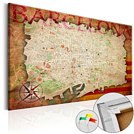Korkkitaulu Artgeist Map of Barcelona eri kokoja