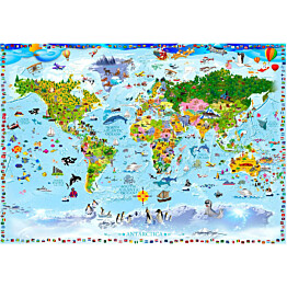 Sisustustarra Artgeist World Map for Kids eri kokoja
