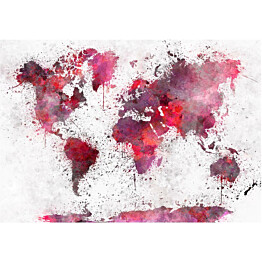 Sisustustarra Artgeist World Map: Red Watercolors eri kokoja