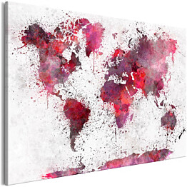 Taulu Artgeist World Map: Red Watercolors, 1-osainen, leveä, eri kokoja