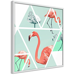 Juliste Artgeist Geometric Flamingos - Square kehyksillä eri kokoja
