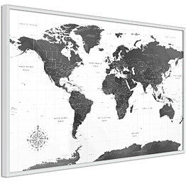 Juliste Artgeist Monochrome Map kehyksillä eri kokoja