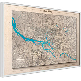 Juliste Artgeist Isometric Map: Hamburg kehyksillä eri kokoja