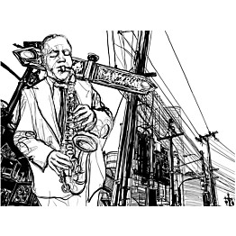 Kuvatapetti Artgeist Saxophone recital on Broadway eri kokoja
