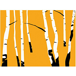 Kuvatapetti Artgeist Birches on the orange background eri kokoja
