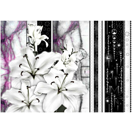 Kuvatapetti Artgeist Crying lilies on purple marble eri kokoja