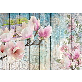 Kuvatapetti Artgeist Pink Flowers on Wood eri kokoja