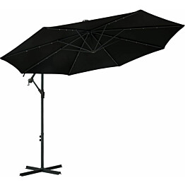 Aurinkovarjo led-valoilla ja teräspylväällä 300 cm musta_1