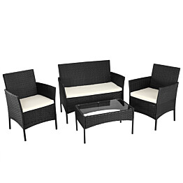 Oleskeluryhmä AB Polar Palma, 2-istuttava sohva + 2 nojatuolia + pöytä, musta 