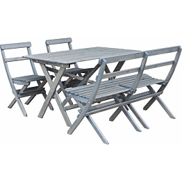 Ruokailuryhmä Baltic Garden Knohult 125cm pöytä + 2 tuolia + sohva harmaa
