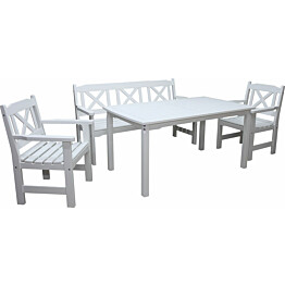 Ruokailuryhmä Baltic Garden Bolmen 2 tuolia + sohva + pöytä valkoinen