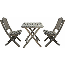 Parvekesetti Baltic Garden Wilma 65x65cm pöytä + 2 Visby tuolia harmaa
