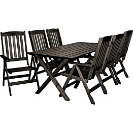 Ruokailuryhmä Baltic Garden Scottsdale 190cm pöytä + 6 tuolia musta