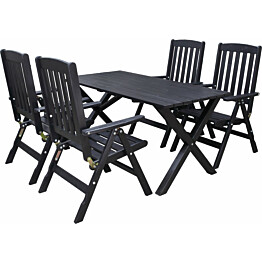 Ruokailuryhmä Baltic Garden Scottsdale 150cm pöytä + 4 tuolia musta