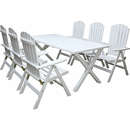 Ruokailuryhmä Baltic Garden Scottsdale 190cm pöytä + 6 Kungshamn tuolia valkoinen
