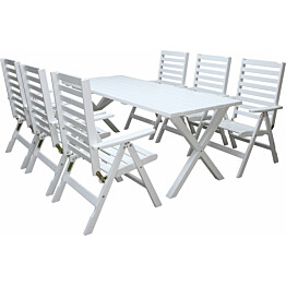 Ruokailuryhmä Baltic Garden Scottsdale 190cm pöytä + 6 Bastad tuolia valkoinen