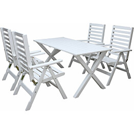 Ruokailuryhmä Baltic Garden Scottsdale 150cm pöytä + 4 Bastad tuolia valkoinen
