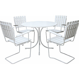 Ruokailuryhmä Baltic Garden Vaxholm Ø100cm pöytä + 4 tuolia valkoinen