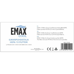 Suodatin Emax Cool Hepa 13 filtteri, Emax Cool 8299 Ilmanpuhdistajaan