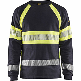 Palosuojattu pitkähihainen t-paita Blåkläder 3484 mariininsininen/huomiokeltainen