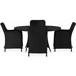 Ruokailuryhmä Comfort Garden Zunga 150cm pyöreä 4 tuolia musta