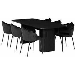 Ruokailuryhmä Kopparbo 200cm 6 Broddhult tuolia musta
