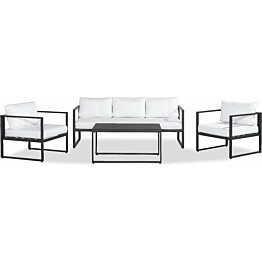Sohvaryhmä Silvia 3-istuttava sohva + 2 tuolia + pöytä musta/valkoinen