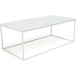 Sohvapöytä Olga 120x60x45 cm valkoinen marmori/teräs valkoisilla jaloilla 